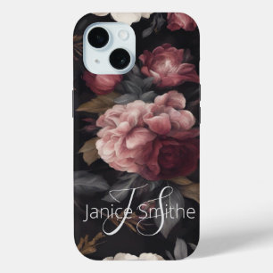 Coque Case-Mate iPhone Monogramme floral foncé