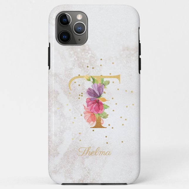 Coques Case-Mate iPhone Monogramme floral initial T personnalisable (Dos)