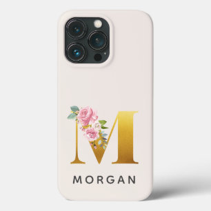 Case-Mate iPhone Case Monogramme Floral Lettre M Or Personnalisé Nom