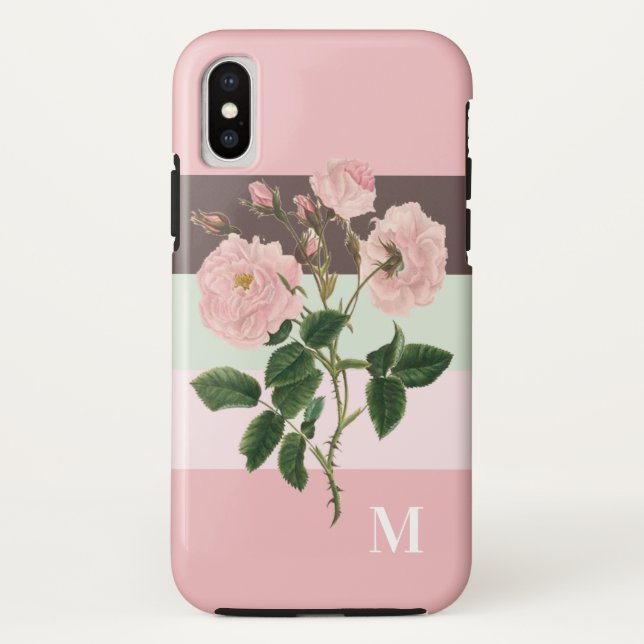 Coques Case-Mate iPhone Monogramme floral moderne couleur rose (Dos)