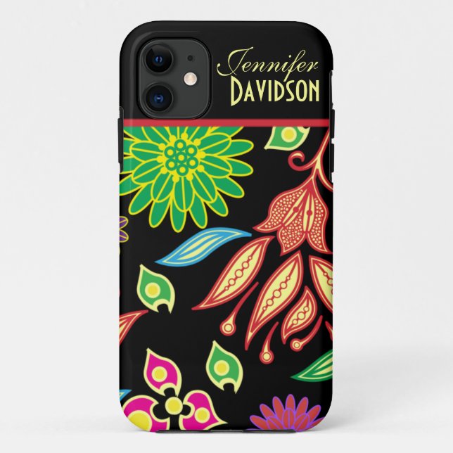 Coques Case-Mate iPhone Monogramme floral noir abstrait Girly iPhone5 (Dos)