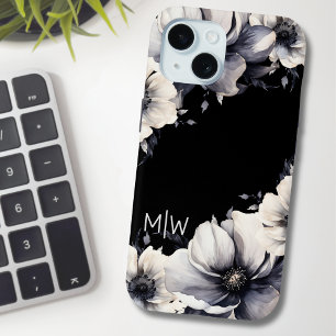 Coque Case-Mate iPhone Monogramme floral noir et blanc