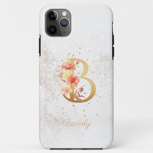 Coques Case-Mate iPhone Monogramme Floral Nom Initiale Lettre B Personnali (Dos)