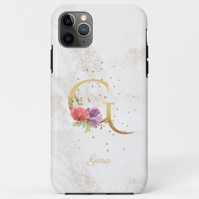 Coques Case-Mate iPhone Monogramme Floral Nom Initiale Lettre G Personnali (Dos)