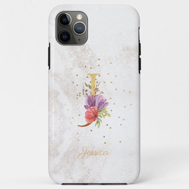 Coques Case-Mate iPhone Monogramme Floral Nom Initiale Lettre J Personnali (Dos)