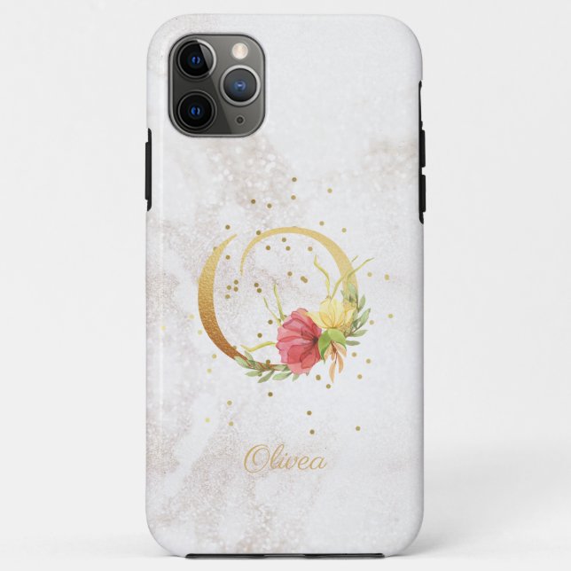 Coques Case-Mate iPhone Monogramme Floral Nom Initiale Lettre O Personnali (Dos)