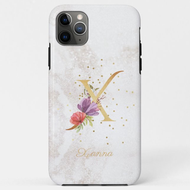 Coques Case-Mate iPhone Monogramme Floral Nom Initiale Lettre X Personnali (Dos)