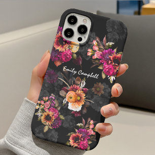 Case-Mate iPhone Case Monogramme floral orange fuchsia élégant