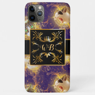 Case-Mate iPhone Case Monogramme Floral Orné Cute Chat - Royal Purple