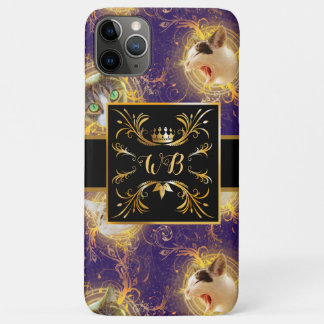 Case-Mate iPhone Case Monogramme Floral Orné Cute Chat - Royal Purple