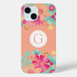 Coque Case-Mate iPhone Monogramme floral peint Couverture Customisée