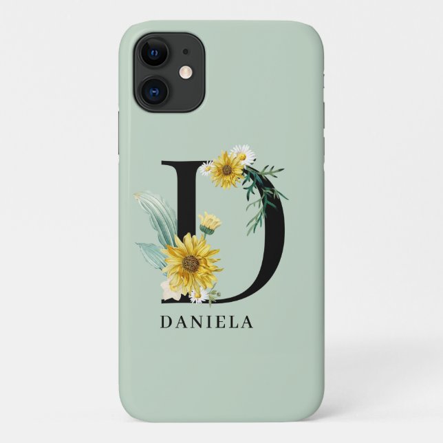 Coques Case-Mate iPhone Monogramme floral personnalisé Alphabet D (Dos)