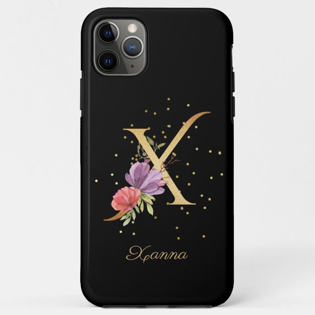 Coques Case-Mate iPhone Monogramme Floral Personnaliser Nom Initiale Lettr (Dos)