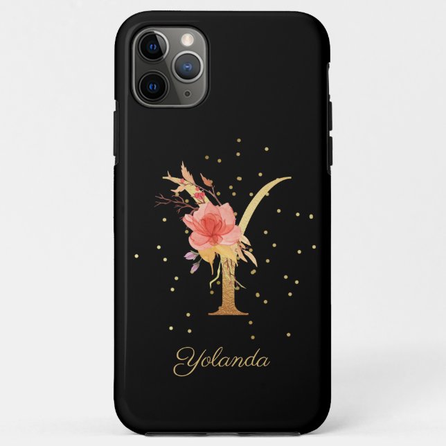 Coques Case-Mate iPhone Monogramme Floral Personnaliser Nom Initiale Lettr (Dos)