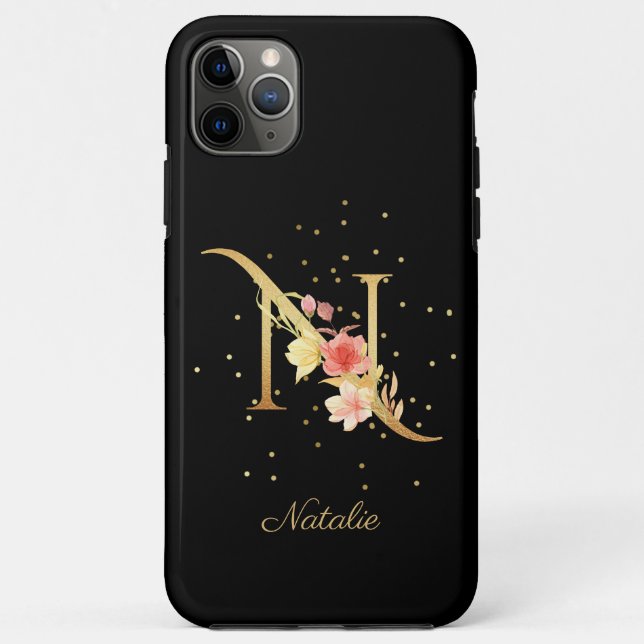 Coques Case-Mate iPhone Monogramme Floral Personnaliser Nom Initiale Lettr (Dos)