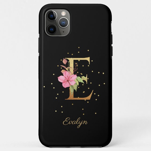 Coques Case-Mate iPhone Monogramme Floral Personnaliser Nom Initiale Lettr (Dos)