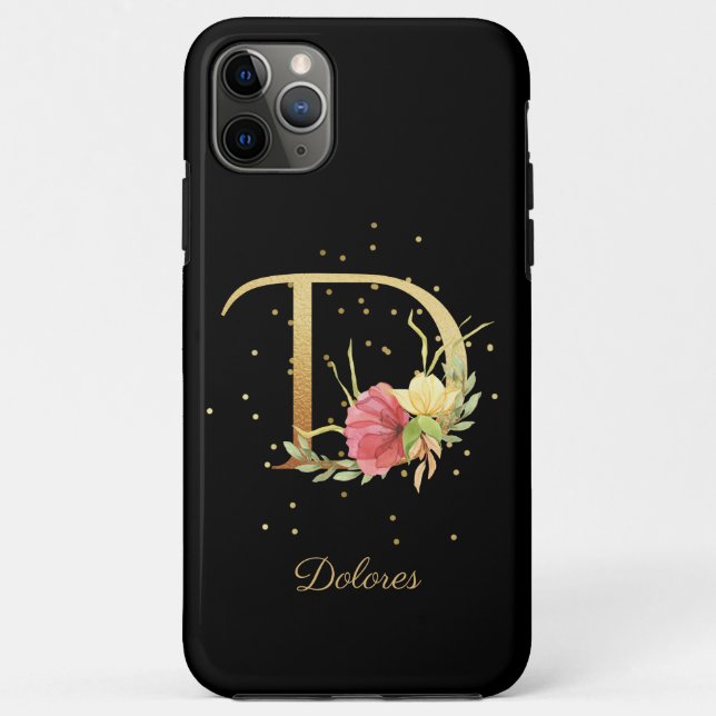 Coques Case-Mate iPhone Monogramme Floral Personnaliser Nom Initiale Lettr (Dos)