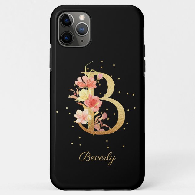 Coques Case-Mate iPhone Monogramme Floral Personnaliser Nom Initiale Lettr (Dos)