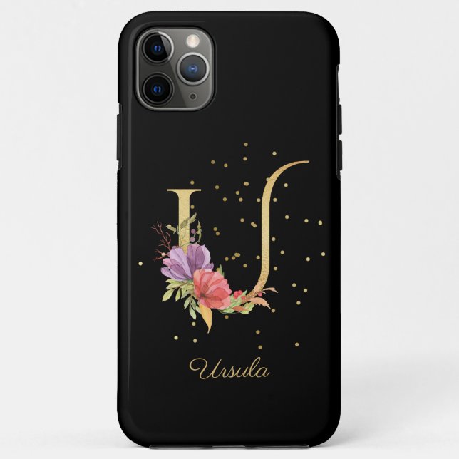 Coques Case-Mate iPhone Monogramme Floral Personnaliser Nom Initiale Lettr (Dos)