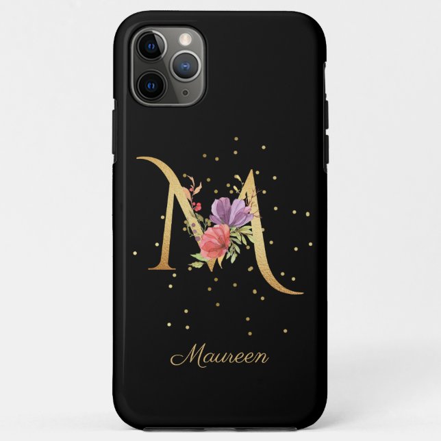 Coques Case-Mate iPhone Monogramme Floral Personnaliser Nom Initiale Lettr (Dos)