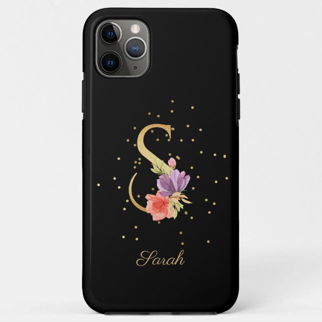Coques Case-Mate iPhone Monogramme floral Personnaliser Nom Lettre S initi (Dos)