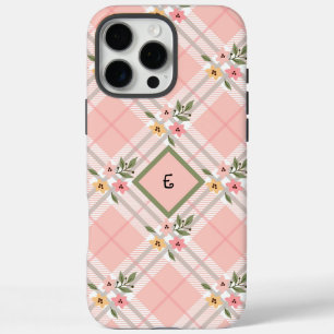 Coque iPhone 16 Pro Max Monogramme floral rose