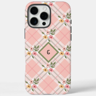Coque iPhone 16 Pro Max Monogramme floral rose