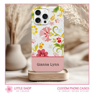 Coque Case-Mate iPhone Monogramme floral rose de style rétro