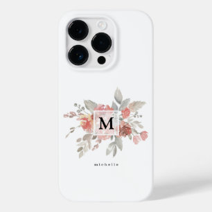 Coque Case-Mate iPhone Monogramme floral rose pâle élégant