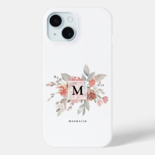 Coque Case-Mate iPhone Monogramme floral rose poudré élégant