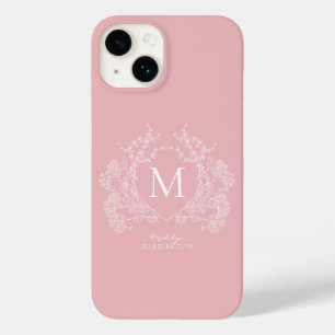 Coque Case-Mate iPhone Monogramme floral rose-rose moderne