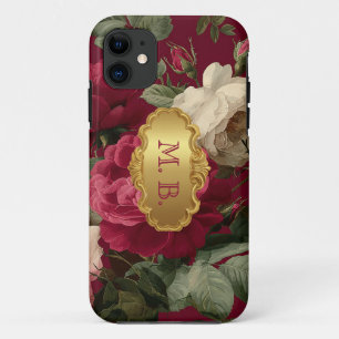 Case-Mate iPhone Case Monogramme Floral Rose Rouge Vintage Romantique