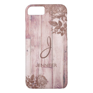 Case-Mate iPhone Case Monogramme floral rustique de motif de feuille