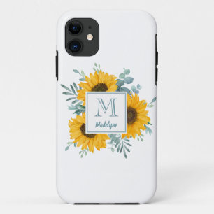 Case-Mate iPhone Case Monogramme floral tournesol personnalisé
