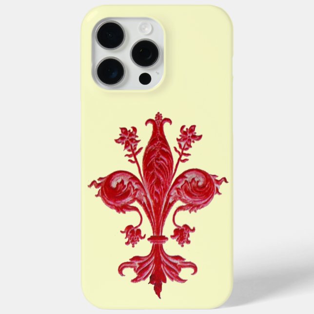 COQUES Case-Mate iPhone MONOGRAMME FLORENTINE ROUGE LILY FLEUR DE LIS (Verso)