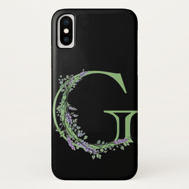 Coques Case-Mate iPhone Monogramme G Lavande Eucalyptus (Dos)