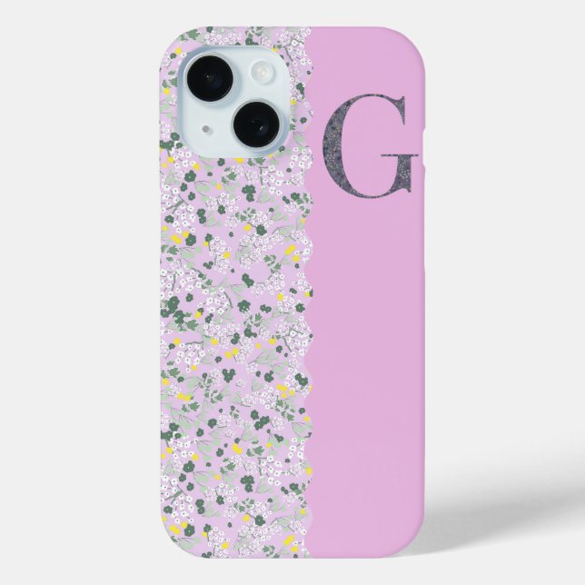 COQUES Case-Mate iPhone MONOGRAMME G LILAC PETITES FLEURS (Verso)