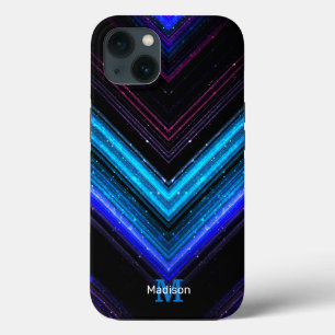 Case-Mate iPhone Case Monogramme galaxie chevron bleu métallisé violet s