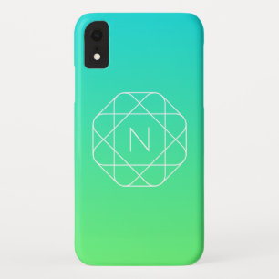 Case-Mate iPhone Case Monogramme géométrique cool   Dégradé bleu et vert