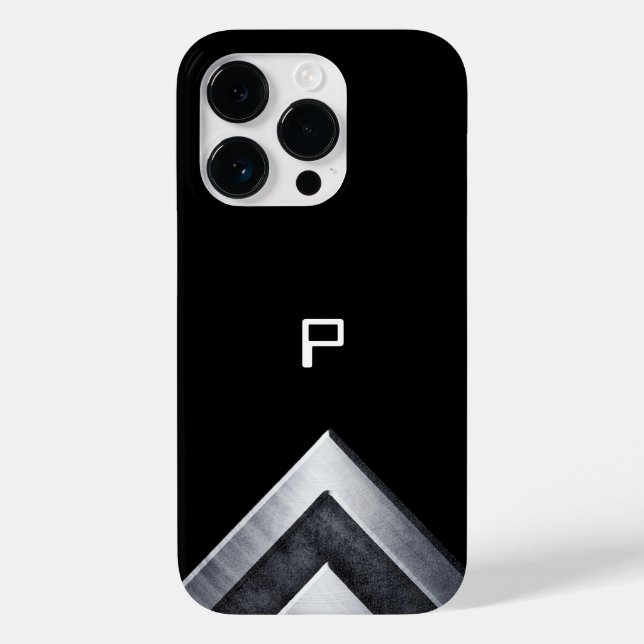 Coques Case-Mate iPhone Monogrammé Géométrique Métal Noir (Verso)