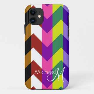 Coques Pour iPhone Monogramme géométrique personnalisé Chevron Zigzag