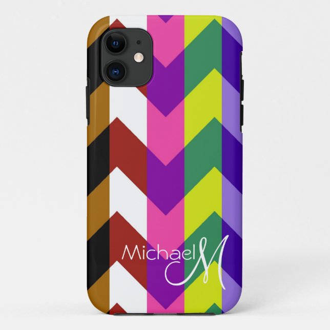 Coques Case-Mate iPhone Monogramme géométrique personnalisé Chevron Zigzag (Dos)