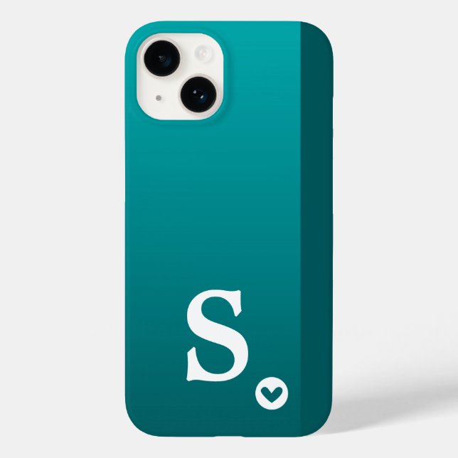 Coques Case-Mate iPhone Monogramme Girly Green Heart Simple Moderne Chic C (Verso)