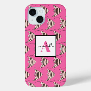 Coque Case-Mate iPhone Monogramme Girly rose Motif de poisson personnalis