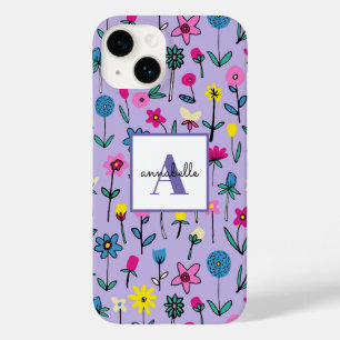 Coque Case-Mate iPhone Monogramme Girly Whimsical Lilac motif floral