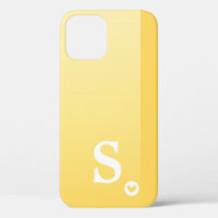 Monogramme Girly Yellow Heart Simple Moderne Chic