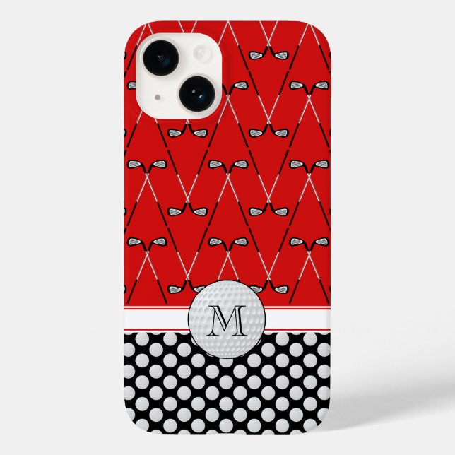Coques Case-Mate iPhone Monogramme golf motifs rouge noir (Verso)