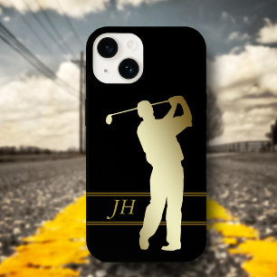 Coques Pour iPhone Monogramme Golfeur Silhouette Or