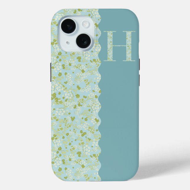 Coques Case-Mate iPhone MONOGRAMME GRAND-MILIEU H ACQUA PETITES FLEURS Cas (Verso)
