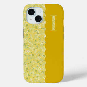 COQUE Case-Mate iPhone MONOGRAMME GRAND-MILIEU JAUNE PETITES FLEURS